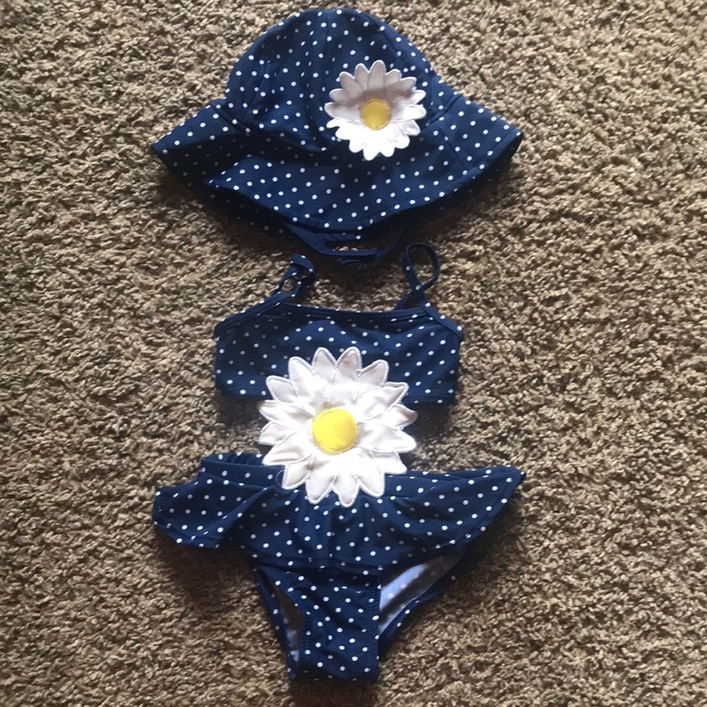 🎉HP🎉 Koala Toddler Baby Daisy One Piece Swim Suit with Matching Hat